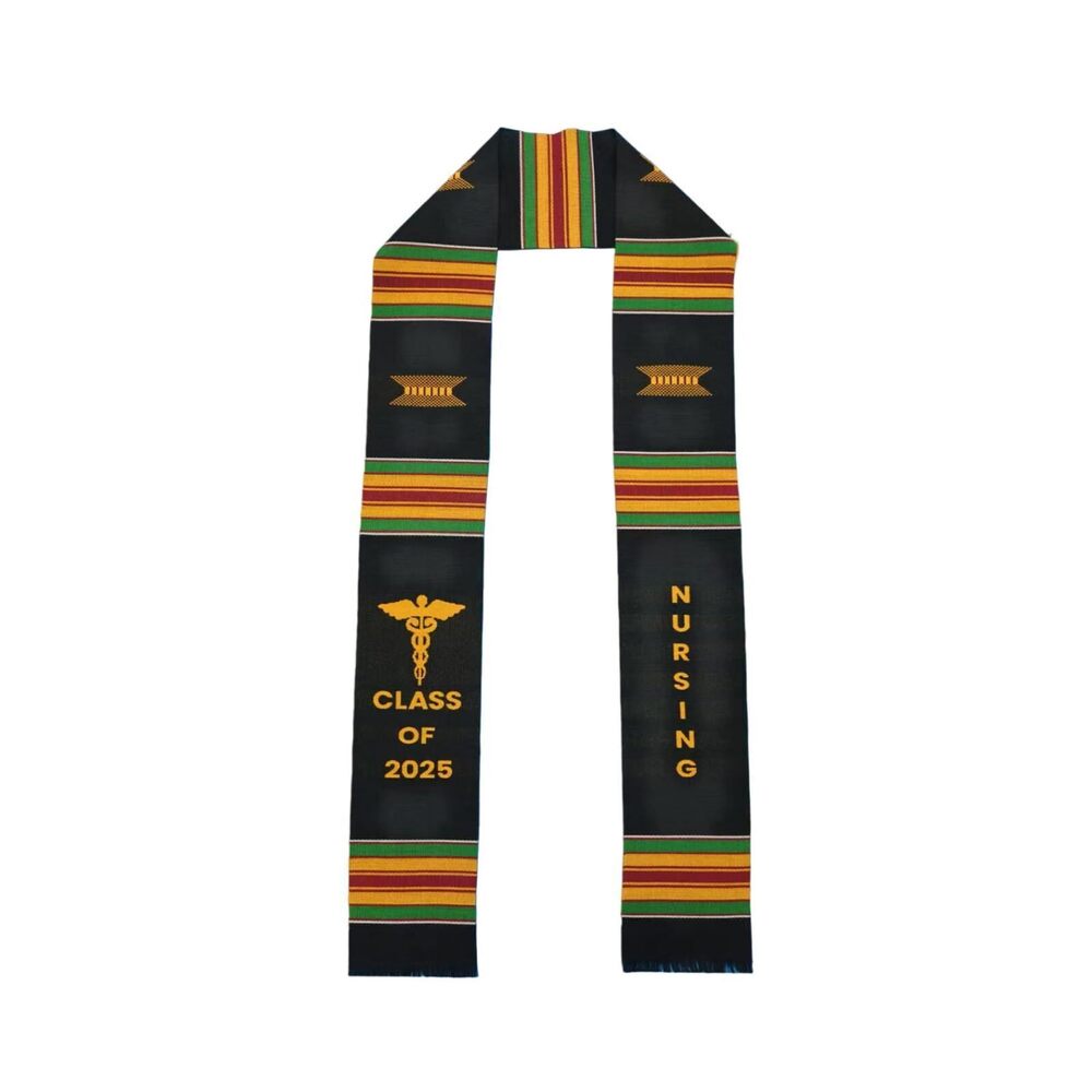 6884 Nursing Stole Kente Graduation Stole Class of 2025 Elegant 72 Inch